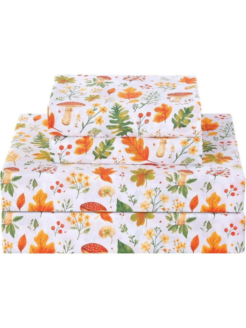 Orange Floral Twin Sheet Set - 3-Piece Microfiber Bedding with Deep Pockets